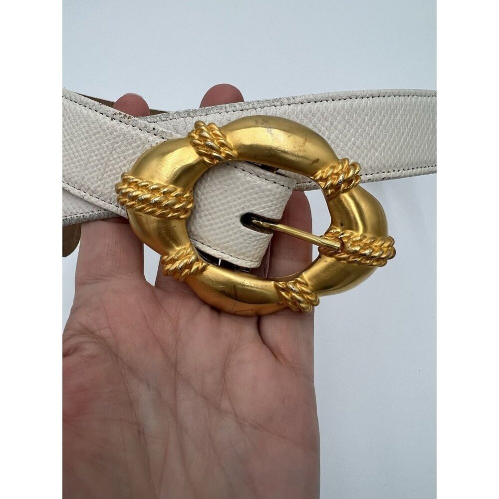Carlisle White Belt with Gold Buckle
